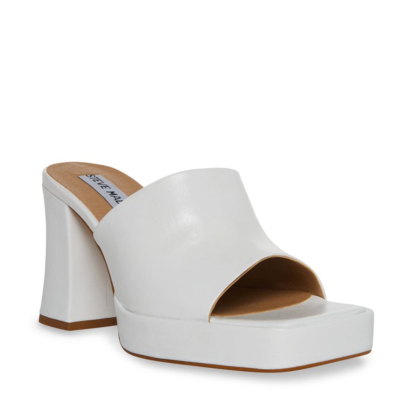 White Steve Madden Alex Leather Women's Mules | PH 5824OBJ